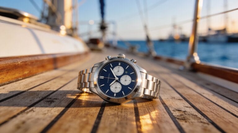 Minimal Steel Chronograph: Effortless Luxury Deck Watch