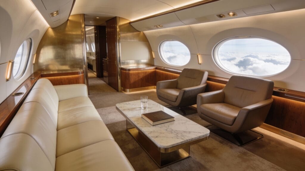 Inside a cabin designed like a penthouse in the sky