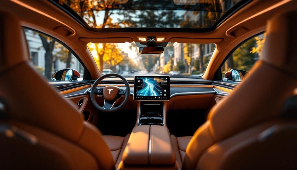 Interior of a luxury electric vehicle