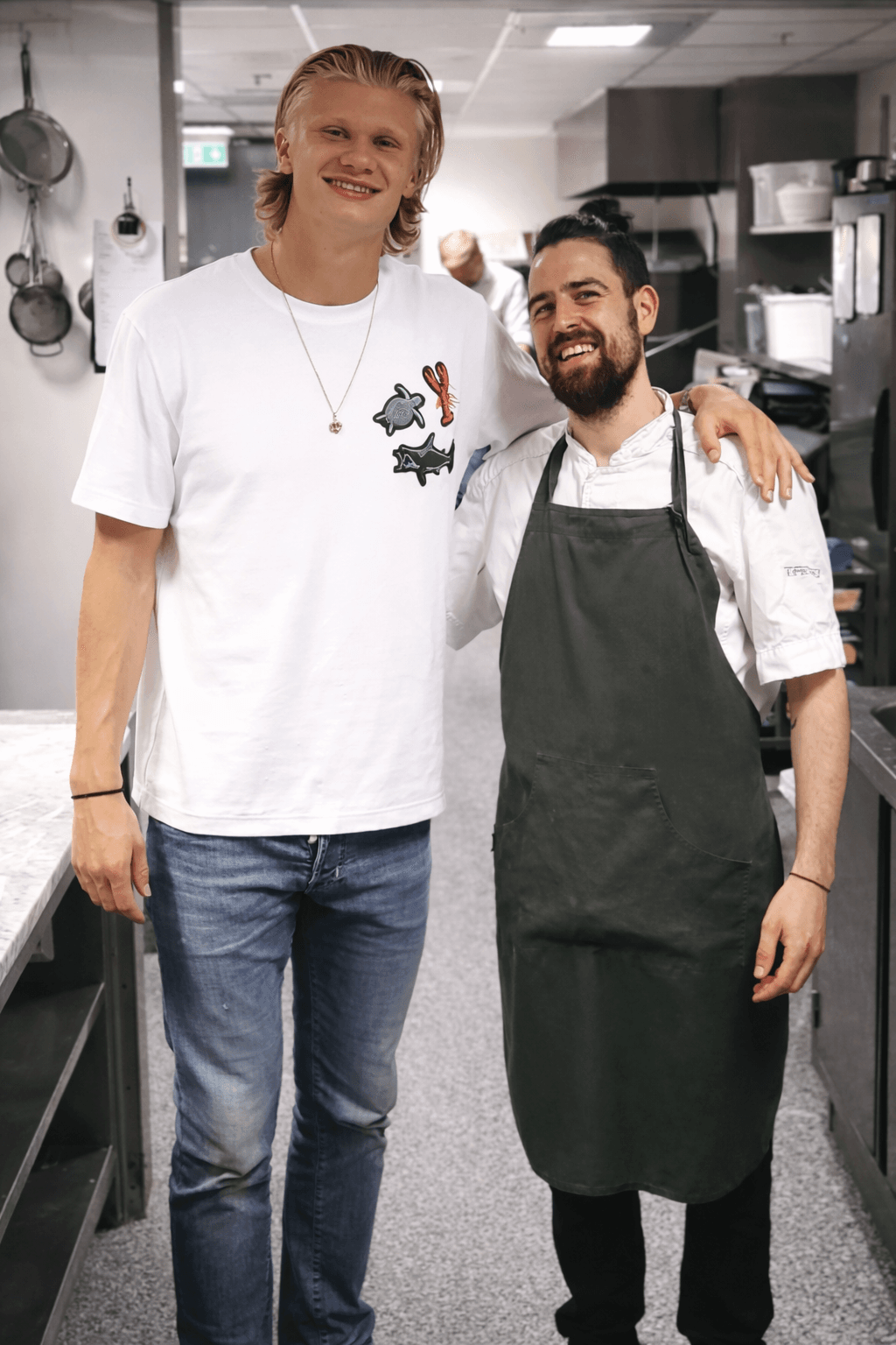 Chef David Figueroa with footballer Erling Haaland during his time working in Norway.